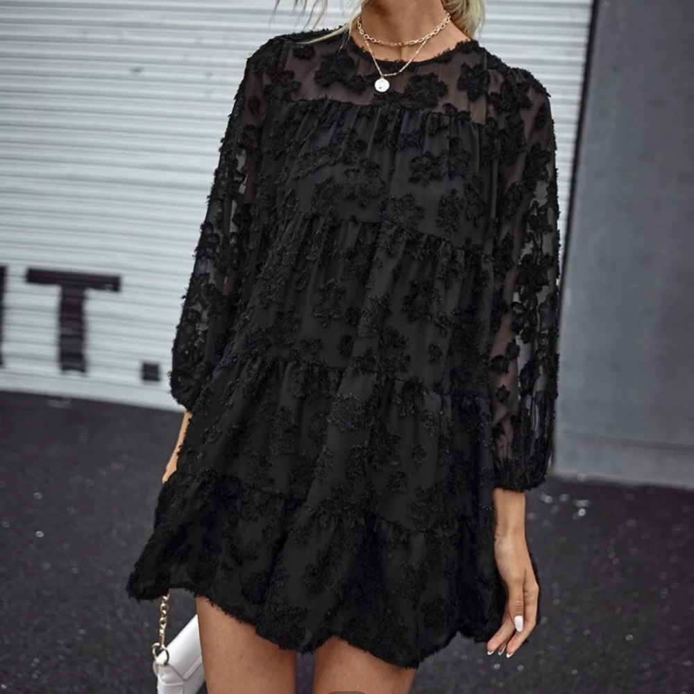 Black detail swing dress - Picture 1 of 2